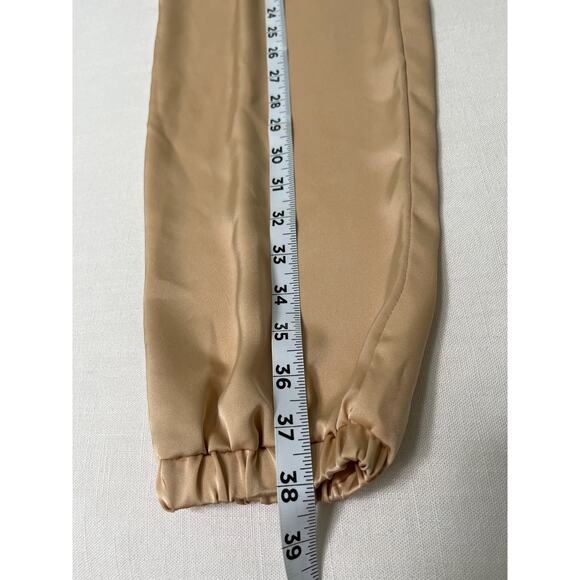 Ramy Brook Tad Cropped Pant Buttercream Satin Joggers pockets Size L - Picture 9 of 10